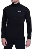 TCA Herren Winter Run Langarm Laufshirt mit Reißverschluss - Schwarz, M