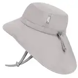 Jan & Jul Jungen und Mädchen Baumwoll-Sonnenhut mit Nackenschutz, 50+ UPF für Babys und Kleinkinder (M: 6-24 Monate, Ash Grey)