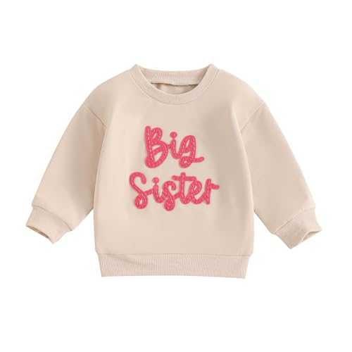 Baby Mädchen Schwestern Sweatshirt Baby Mädchen Lil/Big SIS Sweatshirt Schwester Strampler Sweatshirt Langarm Buchstaben Stickerei Herbst Sweatshirt Bodysuit Big Sister Little Sister Outfits