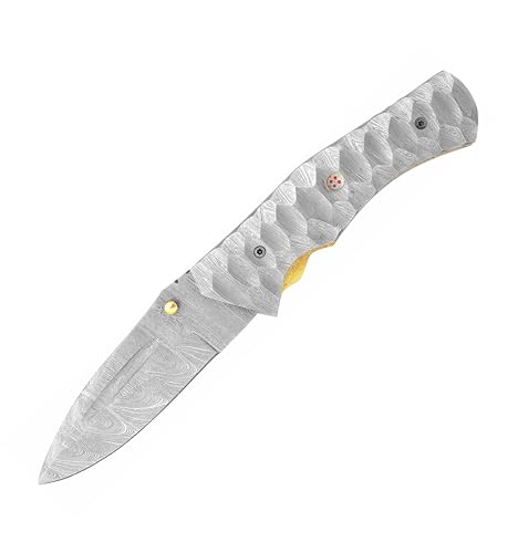 laguiole artisan 4012 BUSSU .Handgefertigte Damast-Taschenmesser PERSIANA', Mehrlagiges Damastmesser, Rockwellhärte 56-60, Einzigartiges Muster, Schwarz Micarta-Griff (Klein)