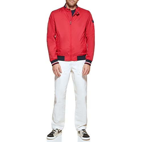 Tommy Hilfiger Herren Lightweight Varsity Rib Knit Bomber Jacket Shell-Jacke, Rot Poly, XL