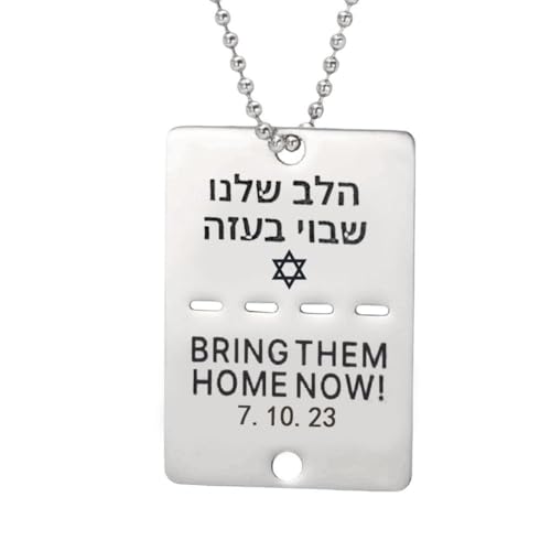 YXRRVING Israel Bring Them Home Now Halskette, I Stand with Israel Dog Tag Kette, Israel Necklace Stand with The Kidnapped Kids and People of Israel Support Israel, Inspired Jewelry from Israel,