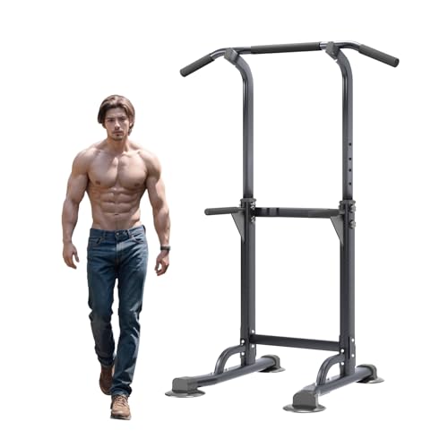 Leiblsufo Power Tower Dip Station, Multifunktional Fitness Turm klimmzugstange freistehend, Verstellbare Dipständer klimzuggerät