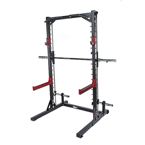 Fuel Fitness Smith Machine Multipresse HR500 mit Klimmzugstange, Multipresse Squat Rack mit geführter Langhantel mit Sicherheitsablagen, Kniebeugeständer mit Klimmzugstange, bis 272kg belastbar