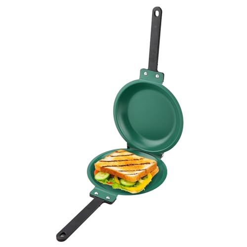 Otufan Antihaftbeschichtete Doppelseitige Bratpfanne - Wendepfanne Pfanne Mit Griff - 19.3CM Rundes Grillpfannen Für Die Zubereitung Von Pfannkuchen, Geröstetem Brot, Spiegeleiern Sandwiches