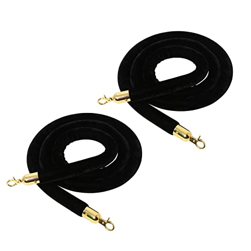 2 Pcs Empfindliches Samtseil Für Konzertstätten, Ticketbüros, Kirchen, Schwarzes Seil Des Barriere -Barriere, Langlebiger Seil Der Stanchion Warteschlange/2M/6.6Ft