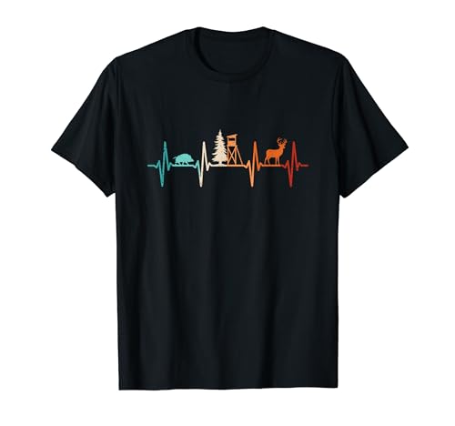 Jagd Herzschlag Schwarzwild Rotwild Jäger T-Shirt