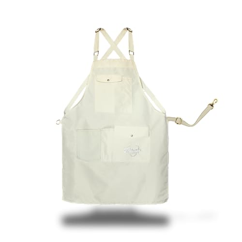 Farmers Defense Leichte Gartenschürze mit Leinentaschen | Unisex, wasserdicht, verstellbar, klebfest, umweltfreundlich, langlebig, für Gartenarbeit, Arbeit und Küche im Freien, cremefarben, Größe S/M,