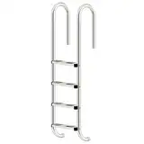 Zelsius V2A Edelstahl Poolleiter mit 4 Stufen | 50 x 26,5 x 157 cm - Silber | mit Rutschsicherung | Schwimmbadleiter für Pool und Schwimmbecken | Pool Einstieg, Einbauleiter, Sicherheitsleiter