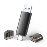 1 Stück USB Stick 128GB 3.0 USB C Stick 3.0 2 in 1 USB 3.0 Flash Drive OTG Speicherstick High Speed Flash Laufwerk Mini Flash Drive für IOS Android Handy Linux Laptop Schwarz
