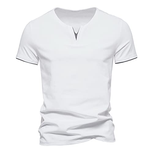 Prime of Day 2024 Angebote Wann,Herren Uni Basic T-Shirt mit Rundhals Ausschnitt einfarbig Round Neck Tee Stretch körperbetonte Dehnbare Passform,Baumwolle Tshirt Herren,Sportshirt Herren Eng