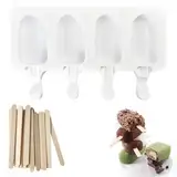 Eisformen Silikon Formen,Stieleisformen,Popsicle Molds Set,Mini-Eisformen,Mini-Eisformen,Eisformen Eis Am Stiel,für Selbstgemachte Eislutscher,Kuchen,Schokoriegel,mit 50 Eisstiele Holz,Weiß