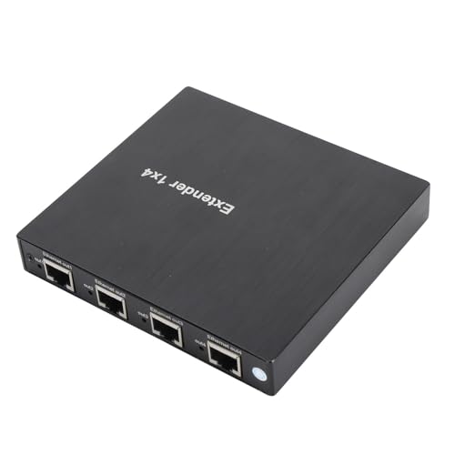 Extender Spiltter, 1080p 60 Hz 1 in 4 Out KVM Extender mit Antistatik-Technologie, 656 Fuß Übertragungsentfernung für Set-Top-Box-PC-Laptop (EU-Stecker)