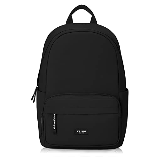 KALIDI Rucksack,Damen & Herren Backpack mit Laptopfach,Unisex Daypack Schulrucksack,Wasserdichter Tagesrucksack für Freizeit Schule Job,Schwarz