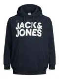 JACK & JONES Herren Hoodie Kapuzenpullover JJECORP Logo - Regular Fit Plussize, Größe:8XL, Farbe:Navy Blazer Large Print 12163777