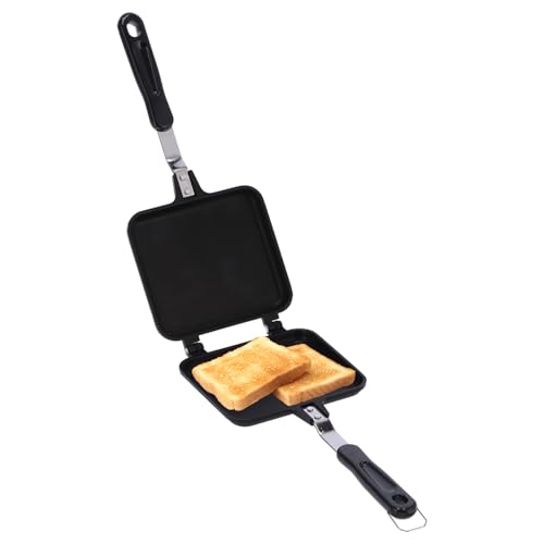 Doppelseitige Bratpfanne Quadratisch Antihaft Frühstücks Bratpfanne Sandwich Brot Toast Backen Pfannkuchen Pfanne Wendepfanne Breakfast Sandwich Maker mit Hitzebeständigem Griff