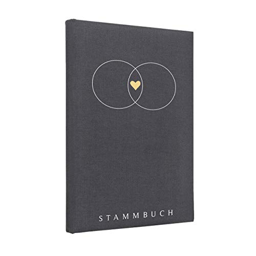 Hochzeitideal – Stammbuch der Familie Serie Alan 21,0 cm x 15,0 cm - Buchbinderleinen Stammbuch Hochzeit - Familienbuch Standesamt mit 6-fach Ringmechanik für Urkunden mit Behördenlochung