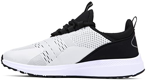 Mesing Sportschuhe Turnschuhe Leichte Atmungsaktiv Hallenschuhe Laufschuhe rutschfeste Mesh Fitness Sneaker für Herren Damen XZ471-BlackWhite-EU45