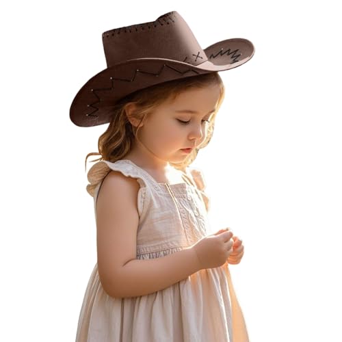 Cowboy Hut Western Cowgirl Hüte für Kinder Lederoptik Faschingshut für Karneval Western Partys Damen Herren Wildleder Cowboyhut Perfekt Halloween und Cosplay Kinder Geschenk
