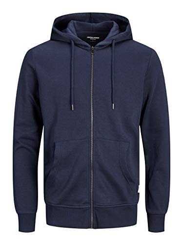 JACK & JONES Herren Basic Reißverschluss Baumwoll Hoodie - Marine Blazer - M