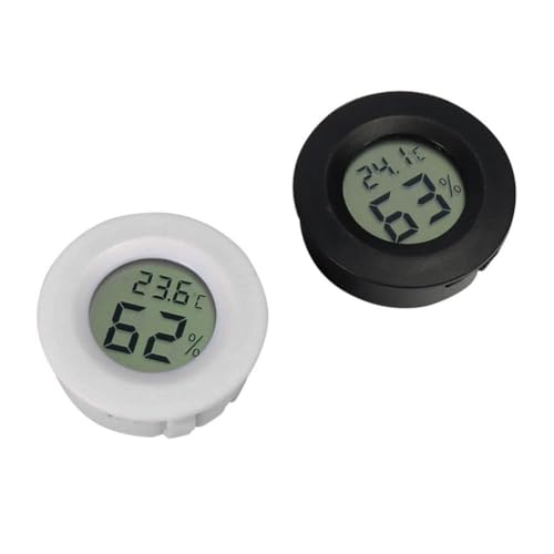 zalati Reptiles Thermometer 2PCS Digital LCD eingebettet 2-in-1-Hygrometer-Thermometer für Terrarien Inkubator Geflügel-1PCS Schwarz & 1PCS Weiß