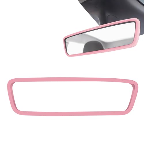DHWEKU Rear View Mirror Cover Pink Rear Silicone Auto Rückspiegelabdeckung, rosa Rückspiegel-Zubehör, Auto-Rückspiegel-Schutzrahmen, Silikon-Kfz-Spiegelrahmen, auto zubehör pink, Auto-Rosa-Accessoires