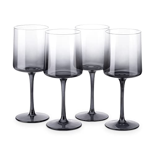 Navaris grau getönte Weingläser 4er-Set - Farbige Weingläser mit Stiel - Stilvolle Design-Glaswaren zum Servieren von Wein Cocktails Desserts