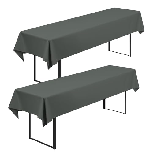 2 Stück Biertisch Tischdecke Universal für 50cm u.70cm Biertische Hussen für Biertisch Biertischhussen Blickdichte Biertisch-Husse Bierzeltgarnitur Waschbar Biertischdecke 100x250cm(Anthrazit)