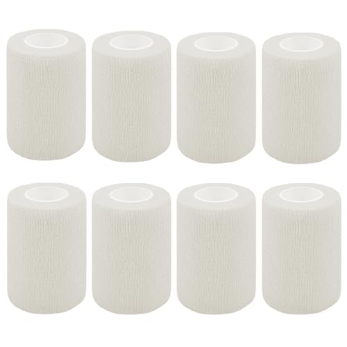 QiGui 8 Stück Selbstklebender Verband 7.5cm x 4.5m Verbandsmaterial für Pferde, Hunde & Menschen - Selbsthaftende & Elastische Bandage - Fixierbinde Haftbandage Selbstklebend