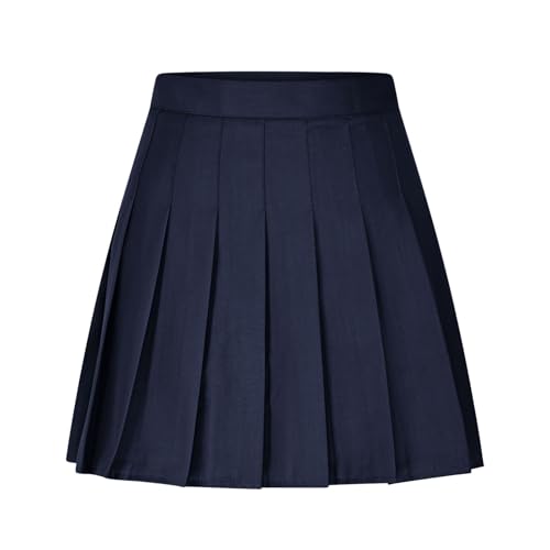 Damen Dehnbar Faltenrock Schulmädchen Solide Skater Tennis Basic Mini Rock Frauen Kurze Hohe Taille gefaltete Skater Tennis Schule Rock