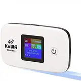 KuWFi Mobiler WLAN Router, 4G LTE Router für SIM-Karten (4G/LTE bis zu 150Mbit/s Download/ 50Mbit/s Upload, Hotspot, 2400mAh Akku, kompatibel mit Allen europäischen SIM Karten) Plug&Play