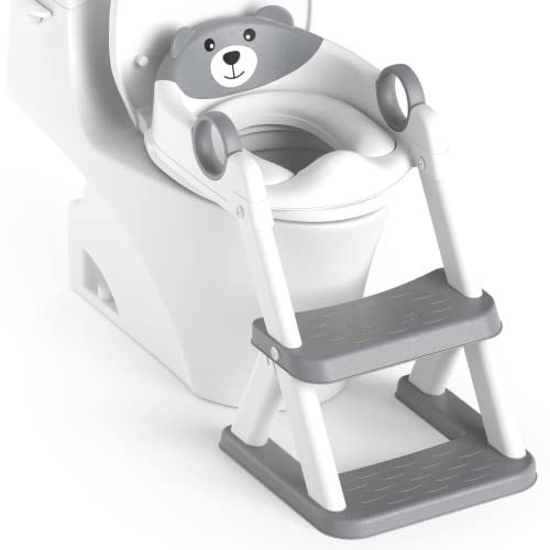 Rabb 1st Toilettenleiter für kinder, Upgraded Kindertoilette für Jungen und Mädchen, 2-in-1 kinder toilettensitz mit treppe, Spritz- und Rutschfestes Trittbrett.