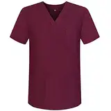 MISEMIYA - Medizinische Uniformen Unisex Top Krankenschwester Krankenhaus Berufskleidung BZ-6801 - X-Large, Granat 68