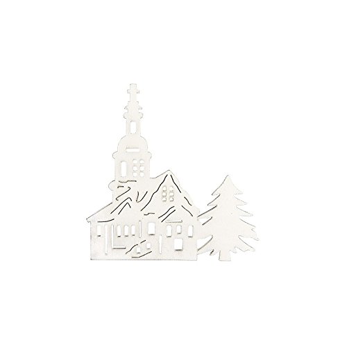 Ideen mit Herz Kirchen aus Holz, weiß, 7,5cm x 7,9cm x 0,3cm, 16 Stück | Dekoration für Weihnachten, Advent, Winter, Weihnachtsbaum, Tannenbaum, Christbaum | Handwerk, Holzarbeiten, Holzdekoration