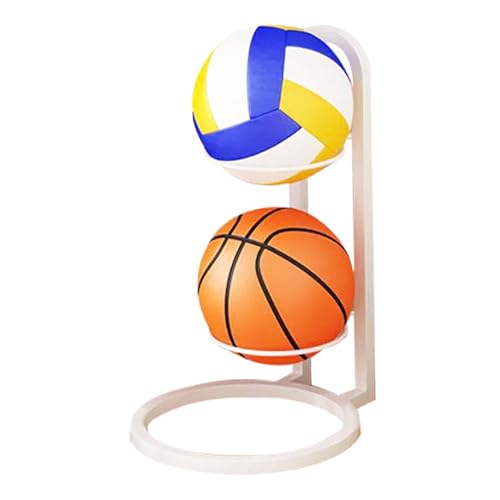 Generisch Basketball-Rack 2 Stufe Kohlenstoffstahl vertikaler Basketballhalter Fußballständer schwer dienstbemalter näserfreier Mehrzweck weißer Ballstand für Fußball, Volleyball, Fußball