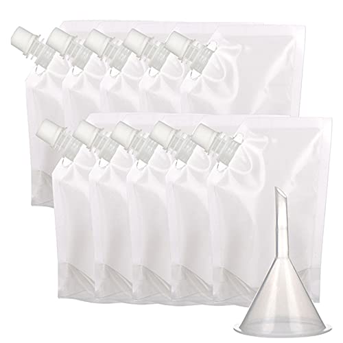 Symphonyw Trinkbeutel Set, 10 Stück 250 ml 500 ml Auslaufsicher & Wiederverwendbar Getränke Beutel, Transparenter Saft Trinkbeutel für Wein, Camping, Reisen, Festivals, Partys