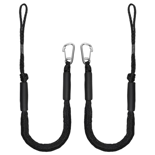 EFUTURETIME 2 x Bungee Dock Line Boot Festmacher Seil 10cm (4FT), Fenderleine mit Auge Schwarz mit Haken, Bootszubehör für Boote, Kajak, Jetski, Pontoon, Kanu