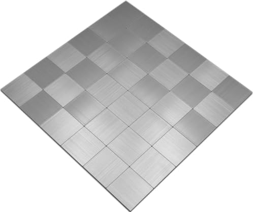 Mosaik Fliese selbstklebend Aluminium silber metall metall für WAND KÜCHE FLIESENSPIEGEL THEKENVERKLEIDUNG Mosaikmatte Mosaikplatte