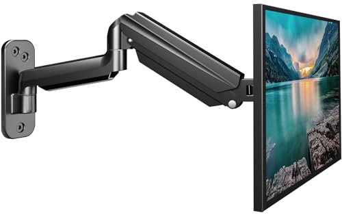 suptek Monitor Wandhalterung für 13-32 Zoll LED/LCD/TV Bildschirm bis 9 kg, Monitor Halterung mit voller einstellbaren Gasfeder, Höhenverstellbar, Neigbar Schwenkbar und Drehbar, VESA 75/100