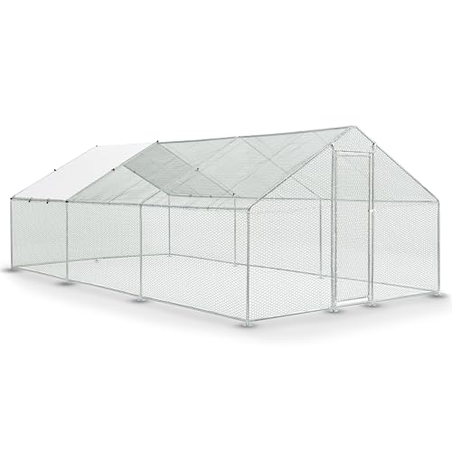 Juskys Freilaufgehege 3x6x2m - Hühnerstall aus Metall begehbar mit 18 m² Lauffläche, Tür & Riegel - Freigehege für Hühner, Kleintiere & Pflanzen