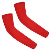 Whakano 1 Paar Armmanschetten für Kinder,Arm Ärmel UV-Schutz,Atmungsaktive Sonnenschutz Armstulpen,Ärmlinge für Junge und Mädchenn Radfahren Laufen Baseball Outdoor Sport,Rot,M(8-10 Jahre alt