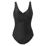 Damen-Badebekleidung Mit V-Ausschnitt Sexy Einteilige BadeanzüGe Athletisches Training Bademode Vintage Badeanzug (3XL,Schwarz)