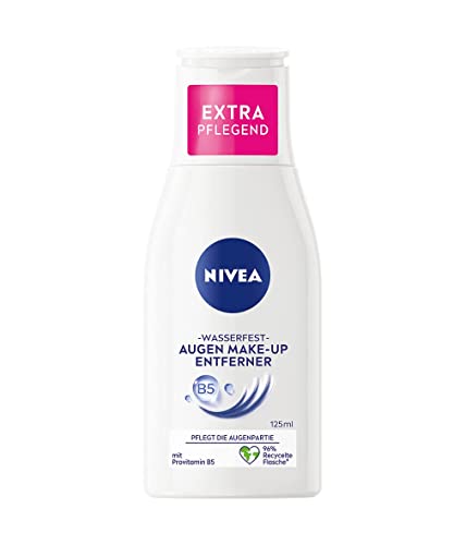 NIVEA Wasserfester Augen Make-Up Entferner (125 ml), sanfter Make-Up Entferner mit Kamillen-Extrakt und Provitamin B5, entfernt selbst wasserfeste Mascara und Make-Up