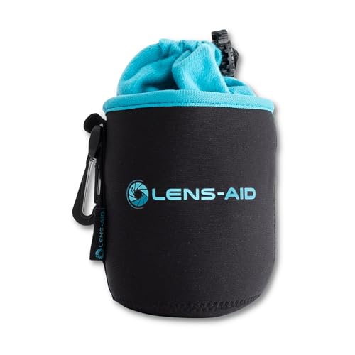 LENS-AID Neopren Objektivbeutel mit Fleece-Fütterung als Set oder einzeln Objektivtasche BZW. Köcher als Schutz für Objektiv, Blitz, Monitor, Kamera-Zubehör - S