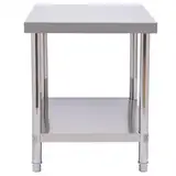 unkonwcy Edelstahl Arbeitstisch KüChentisch Mit HöHenverstellbarer Ablage Professioneller Edelstahltisch Zerlegetisch Verstellbare UnterfüßE Lebensmittel Zubereitungstisch 60X45X80Cm