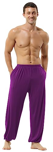 Hoerev Männer Frauen super weiche Yogahosen Hose Tai und Lounge Cosplay Aladdin Hosen,Purplered,XXXL