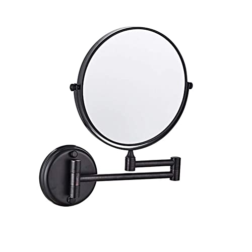 Wandmontierter Schminkspiegel mit 3-facher Vergrößerung, an der Wand montierter Schminkspiegel, zweiseitig um 360 ° drehbar, verstellbare Verlängerung for das Badezimmer, 20,3 cm verchromt(8inchblack)