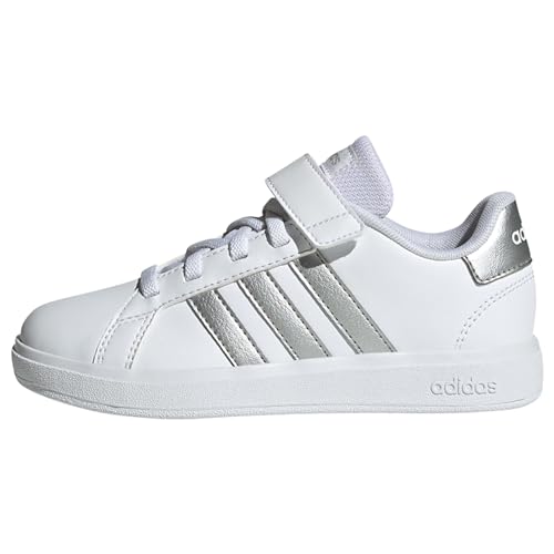 adidas Unisex Kinder Grand Court Sneakers, Ftwr White/Matte Silver/Matte Silver, 29 EU