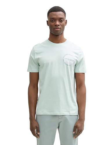 TOM TAILOR Denim Herren 1043491 Basic T-Shirt mit Logo-Print, 17549-Sea Foam, L