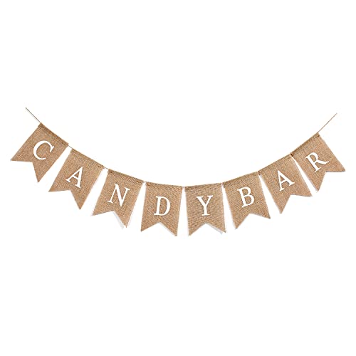 rustikalem Vintage Candy BAR Girlande banner Leinen,Candy Bar Dekoration Zubehör Hochzeiten Geburtstag, Candybar Girlande Banner für Hochzeit Party Geburtstag Dekoration Event Supplies Fotorequisite